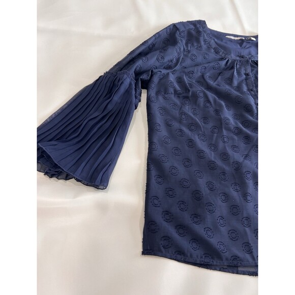 Isaac Mizrahi Live Navy Blue Polka Dots Tunic Sheer Blouse Size 20W - Picture 8 of 10